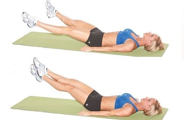 Scissors exercise to work the abdominal muscles of the lower abdomen